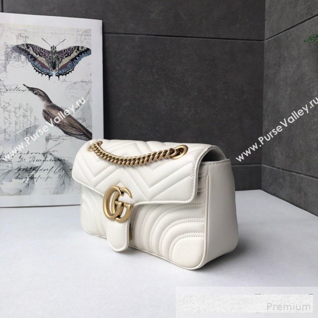 Gucci GG Marmont Leather Small Shoulder Bag ‎443497 White (DLH-9061064)