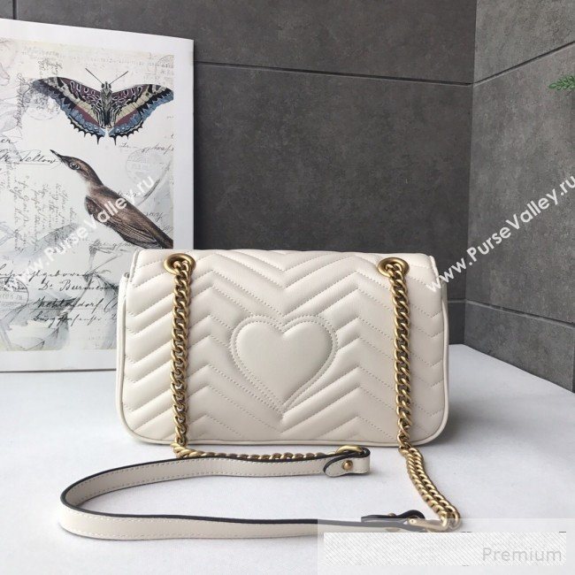 Gucci GG Marmont Leather Small Shoulder Bag ‎443497 White (DLH-9061064)