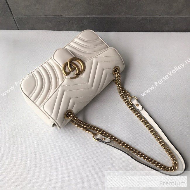 Gucci GG Marmont Leather Small Shoulder Bag ‎443497 White (DLH-9061064)