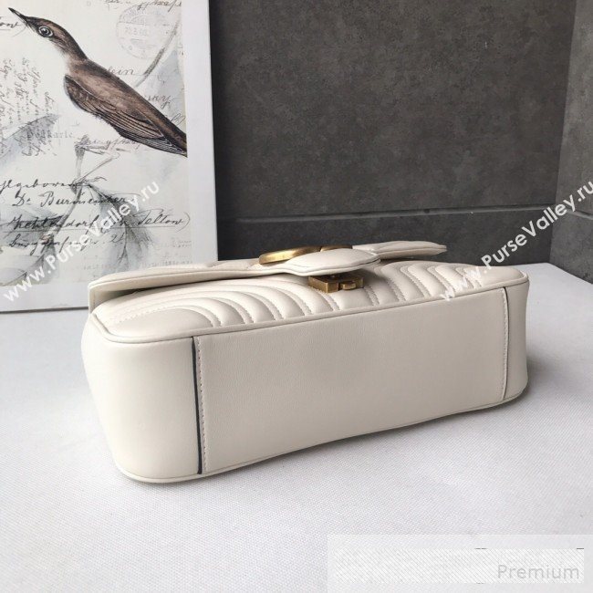 Gucci GG Marmont Leather Small Shoulder Bag ‎443497 White (DLH-9061064)