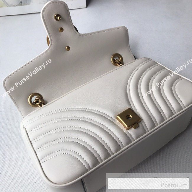 Gucci GG Marmont Leather Small Shoulder Bag ‎443497 White (DLH-9061064)