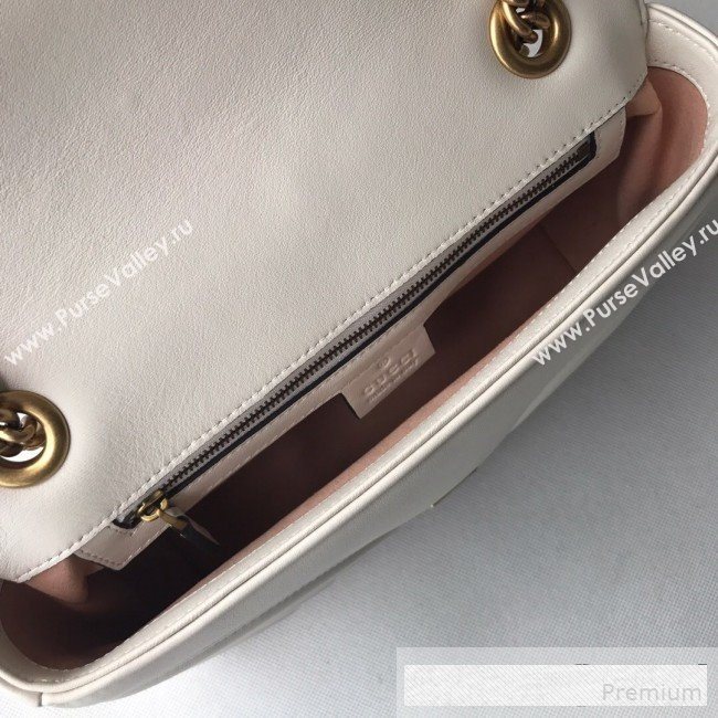 Gucci GG Marmont Leather Small Shoulder Bag ‎443497 White (DLH-9061064)