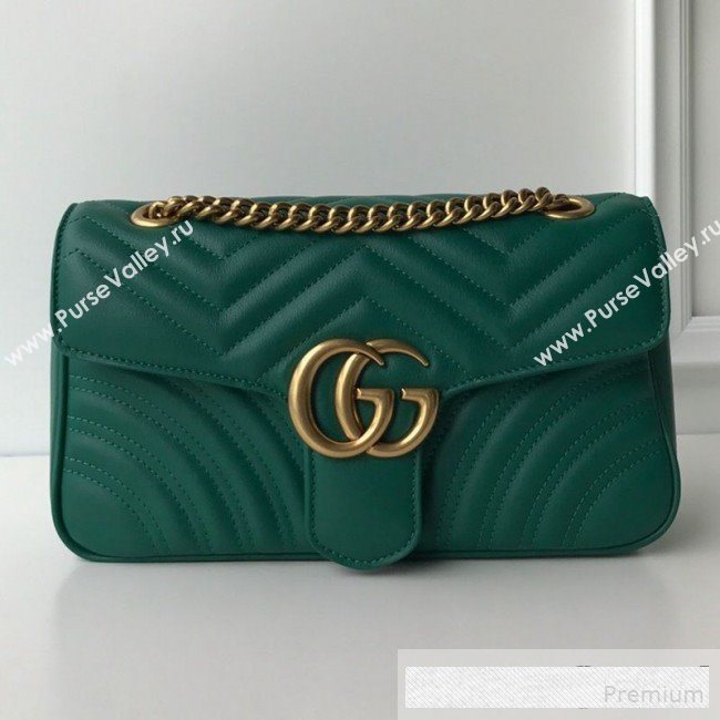Gucci GG Marmont Leather Small Shoulder Bag ‎443497 Green (DLH-9061063)