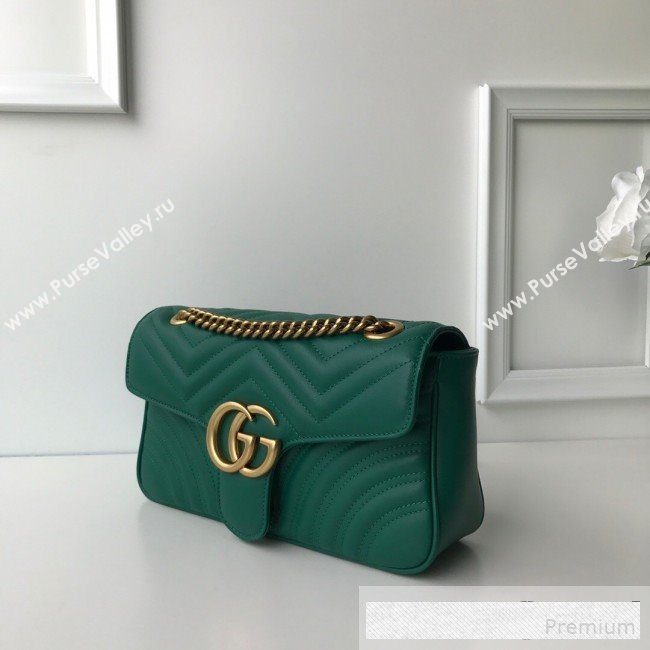 Gucci GG Marmont Leather Small Shoulder Bag ‎443497 Green (DLH-9061063)