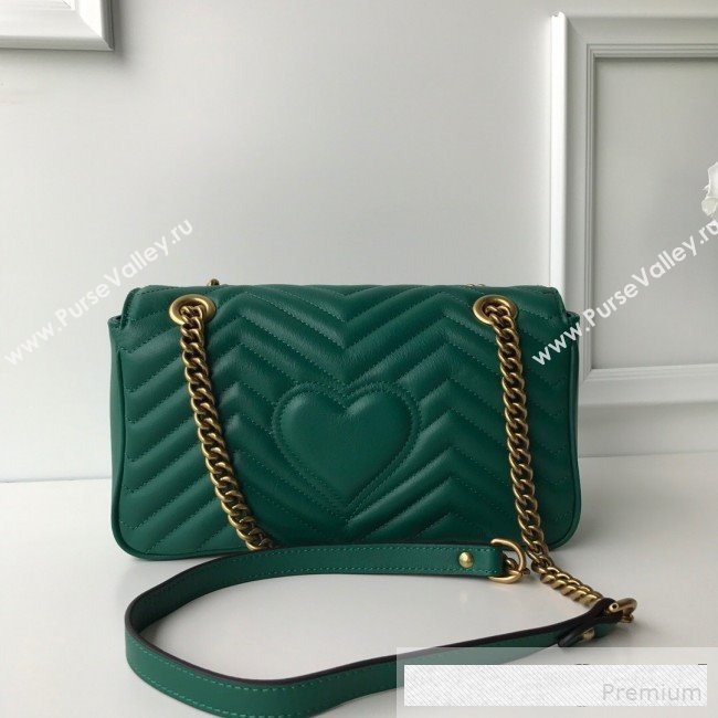 Gucci GG Marmont Leather Small Shoulder Bag ‎443497 Green (DLH-9061063)