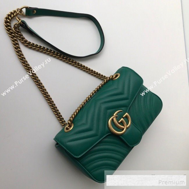 Gucci GG Marmont Leather Small Shoulder Bag ‎443497 Green (DLH-9061063)