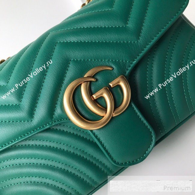 Gucci GG Marmont Leather Small Shoulder Bag ‎443497 Green (DLH-9061063)