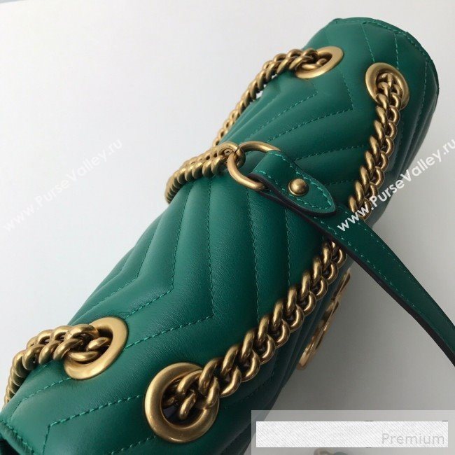 Gucci GG Marmont Leather Small Shoulder Bag ‎443497 Green (DLH-9061063)