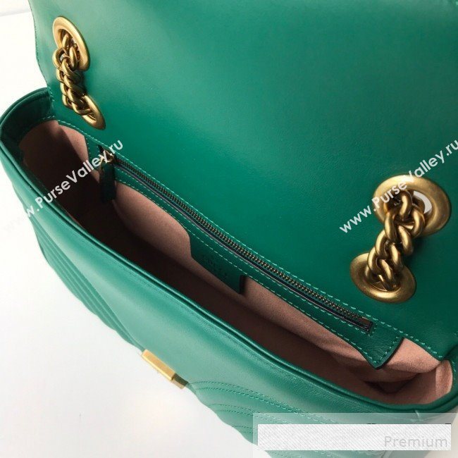 Gucci GG Marmont Leather Small Shoulder Bag ‎443497 Green (DLH-9061063)