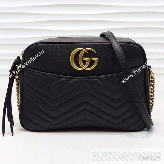 Gucci GG Marmont Leather Medium Shoulder Bag 443499 Black 2019 (MINGH-9061065)