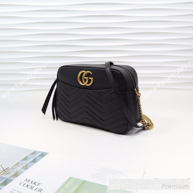 Gucci GG Marmont Leather Medium Shoulder Bag 443499 Black 2019 (MINGH-9061065)