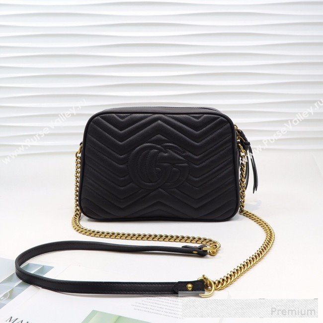 Gucci GG Marmont Leather Medium Shoulder Bag 443499 Black 2019 (MINGH-9061065)