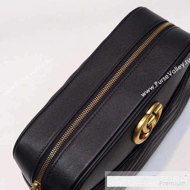 Gucci GG Marmont Leather Medium Shoulder Bag 443499 Black 2019 (MINGH-9061065)