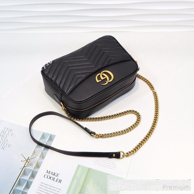 Gucci GG Marmont Leather Medium Shoulder Bag 443499 Black 2019 (MINGH-9061065)