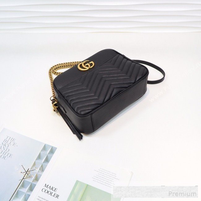 Gucci GG Marmont Leather Medium Shoulder Bag 443499 Black 2019 (MINGH-9061065)