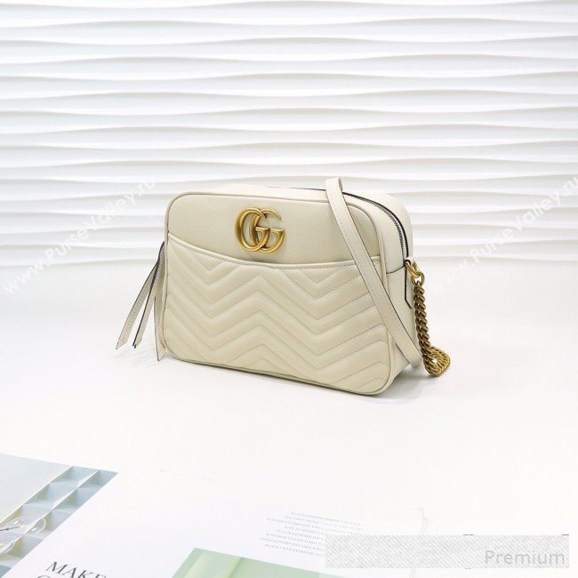 Gucci GG Marmont Leather Medium Shoulder Bag 443499 White 2019 (MINGH-9061066)
