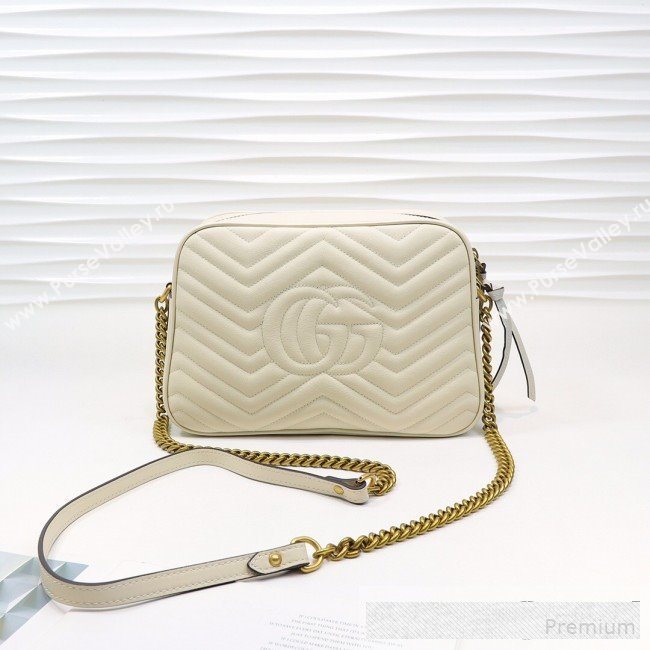 Gucci GG Marmont Leather Medium Shoulder Bag 443499 White 2019 (MINGH-9061066)
