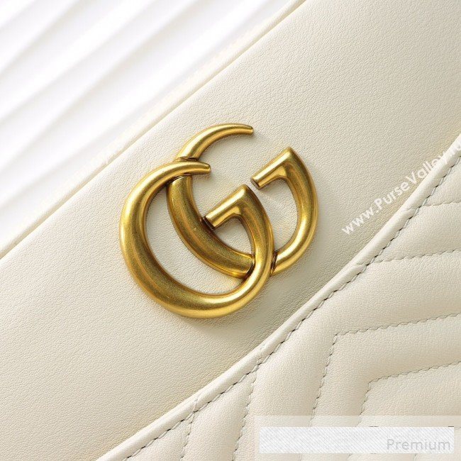 Gucci GG Marmont Leather Medium Shoulder Bag 443499 White 2019 (MINGH-9061066)