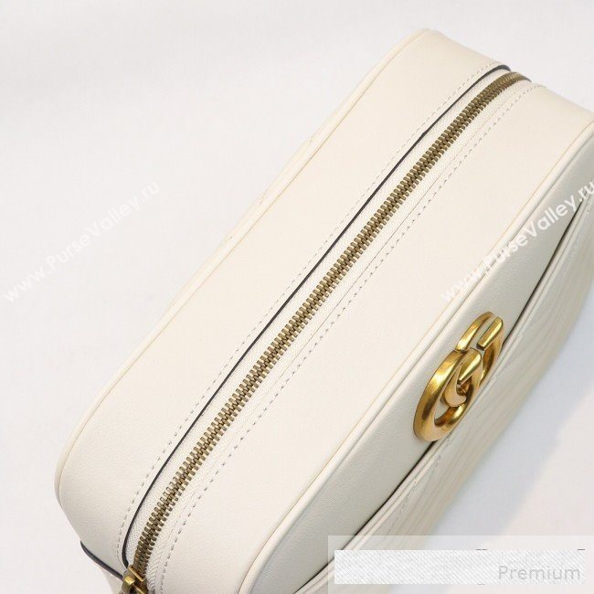 Gucci GG Marmont Leather Medium Shoulder Bag 443499 White 2019 (MINGH-9061066)