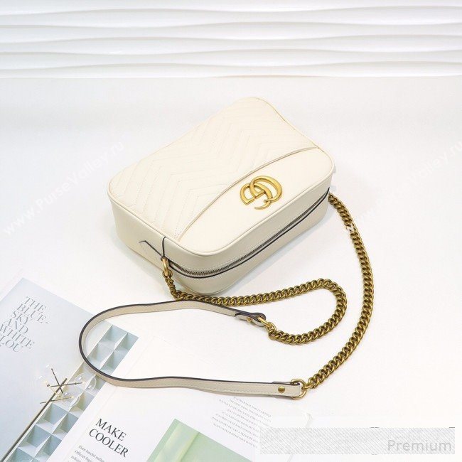 Gucci GG Marmont Leather Medium Shoulder Bag 443499 White 2019 (MINGH-9061066)
