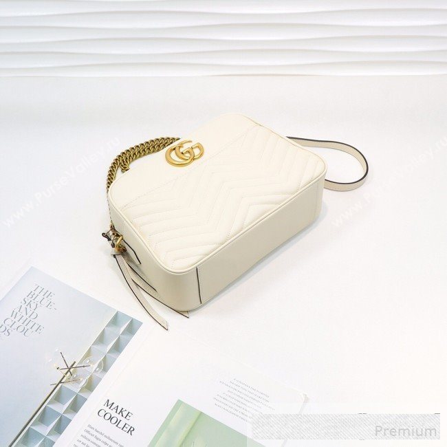 Gucci GG Marmont Leather Medium Shoulder Bag 443499 White 2019 (MINGH-9061066)