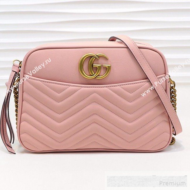 Gucci GG Marmont Leather Medium Shoulder Bag 443499 Pink 2019 (MINGH-9061067)