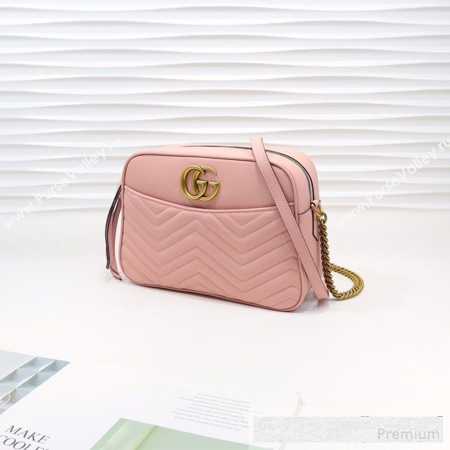 Gucci GG Marmont Leather Medium Shoulder Bag 443499 Pink 2019 (MINGH-9061067)
