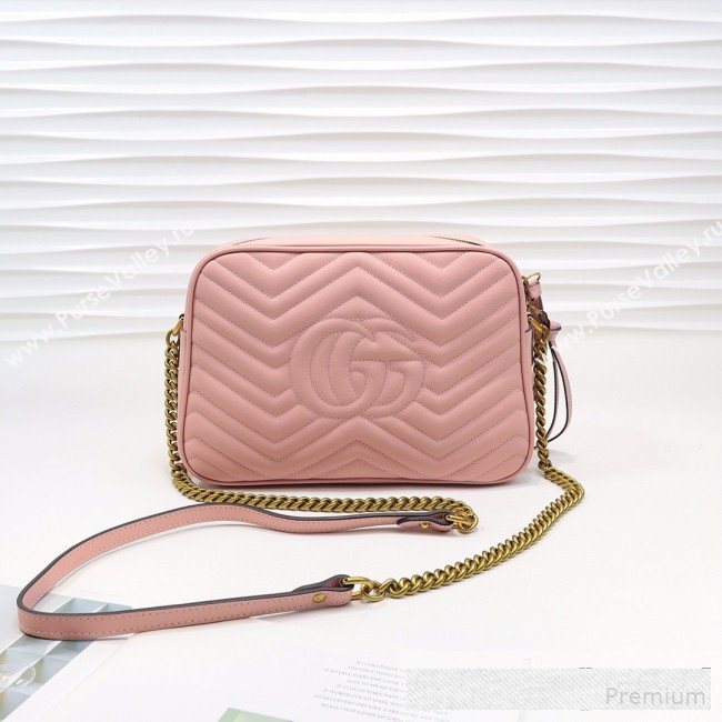 Gucci GG Marmont Leather Medium Shoulder Bag 443499 Pink 2019 (MINGH-9061067)