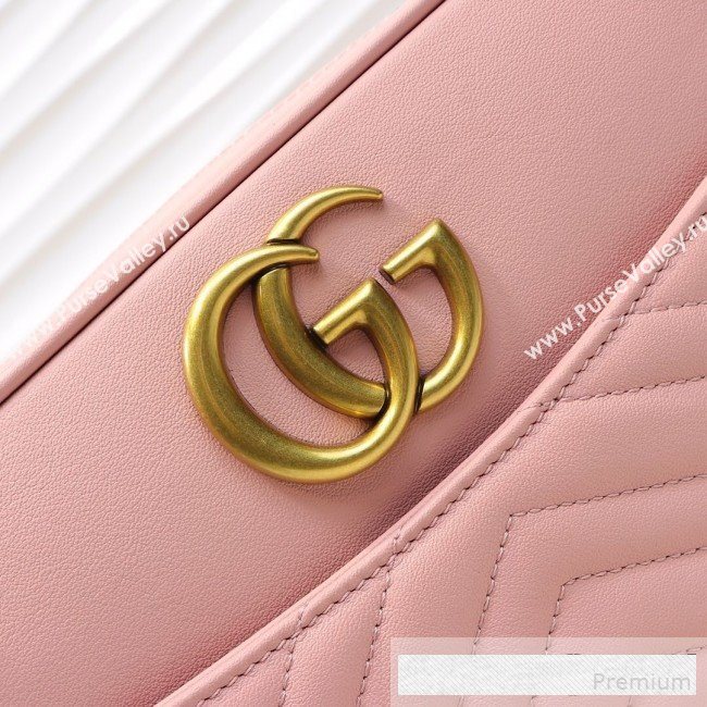 Gucci GG Marmont Leather Medium Shoulder Bag 443499 Pink 2019 (MINGH-9061067)