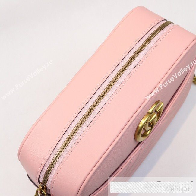 Gucci GG Marmont Leather Medium Shoulder Bag 443499 Pink 2019 (MINGH-9061067)