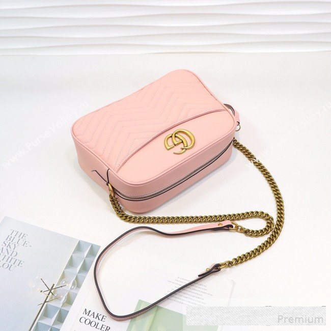 Gucci GG Marmont Leather Medium Shoulder Bag 443499 Pink 2019 (MINGH-9061067)