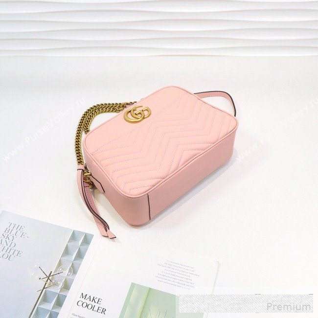 Gucci GG Marmont Leather Medium Shoulder Bag 443499 Pink 2019 (MINGH-9061067)