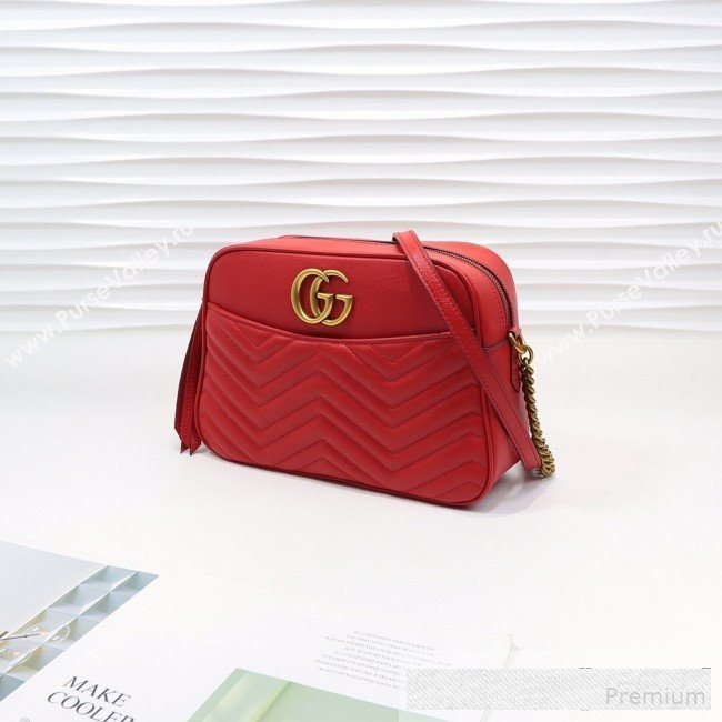 Gucci GG Marmont Leather Medium Shoulder Bag 443499 Red 2019 (MINGH-9061069)