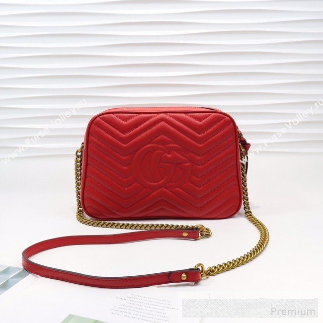Gucci GG Marmont Leather Medium Shoulder Bag 443499 Red 2019 (MINGH-9061069)