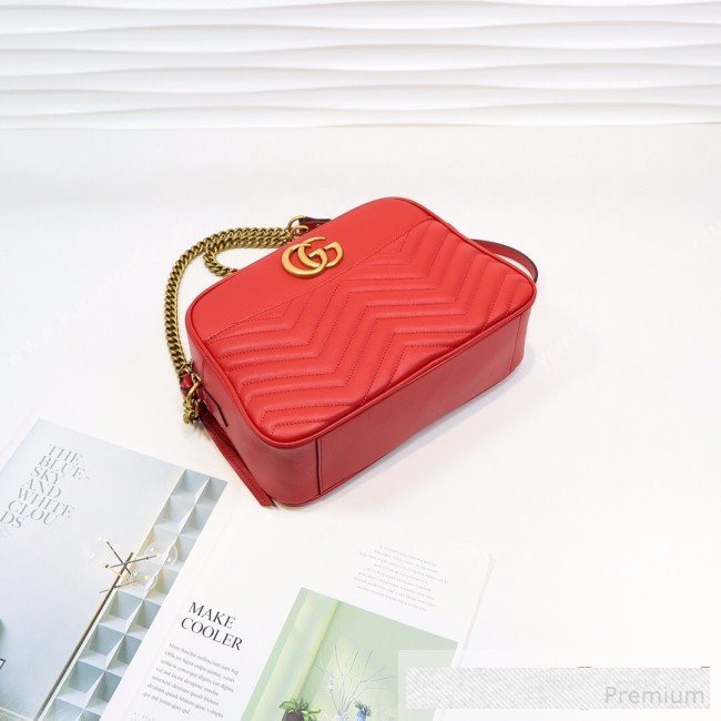 Gucci GG Marmont Leather Medium Shoulder Bag 443499 Red 2019 (MINGH-9061069)