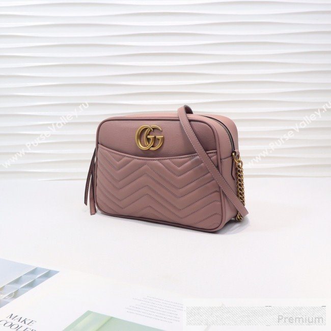 Gucci GG Marmont Leather Medium Shoulder Bag 443499 Nude 2019 (MINGH-9061068)