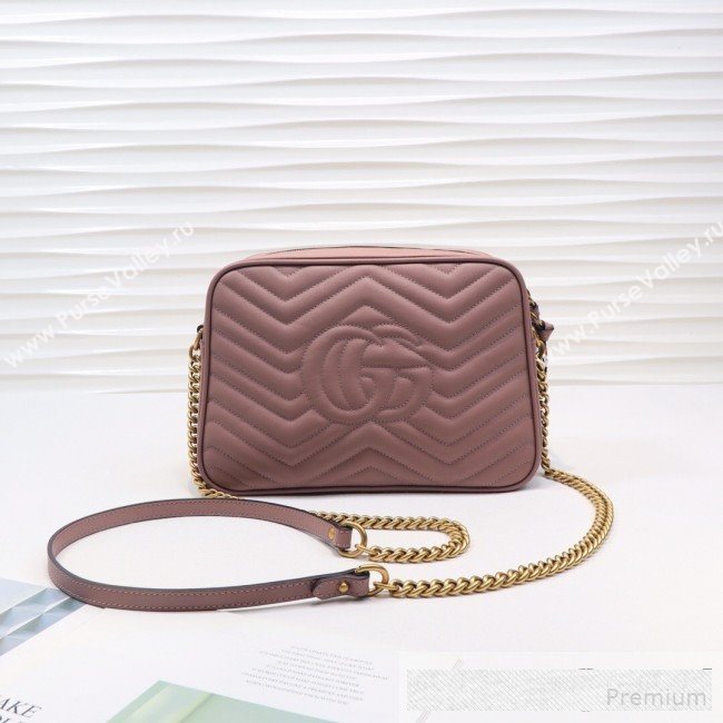 Gucci GG Marmont Leather Medium Shoulder Bag 443499 Nude 2019 (MINGH-9061068)