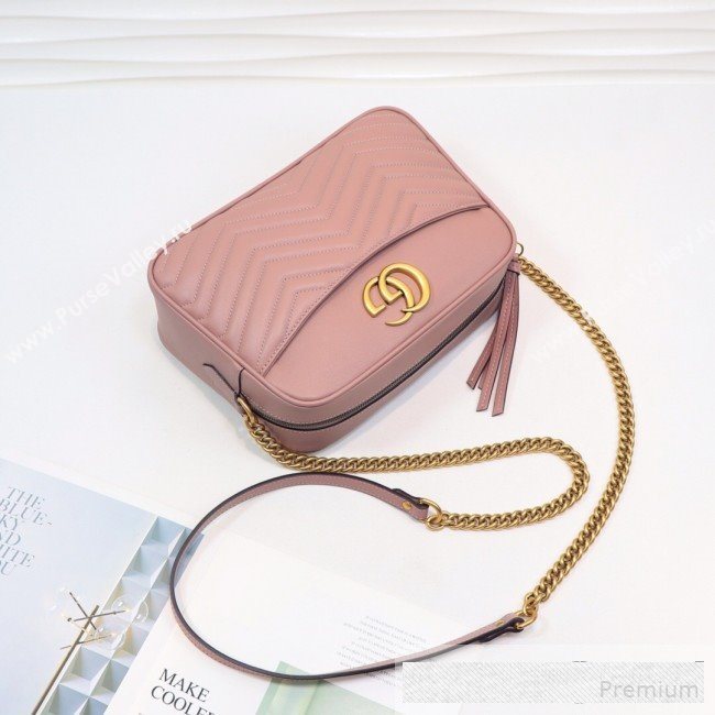 Gucci GG Marmont Leather Medium Shoulder Bag 443499 Nude 2019 (MINGH-9061068)