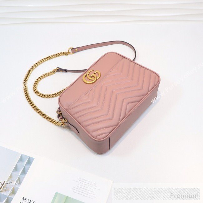 Gucci GG Marmont Leather Medium Shoulder Bag 443499 Nude 2019 (MINGH-9061068)