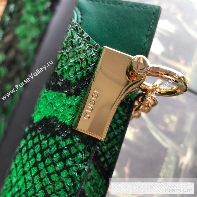 Gucci Ophidia Straw Small Shoulder Bag with Snakeskin Trim Beige/Green 2019 (DLH-9061111)