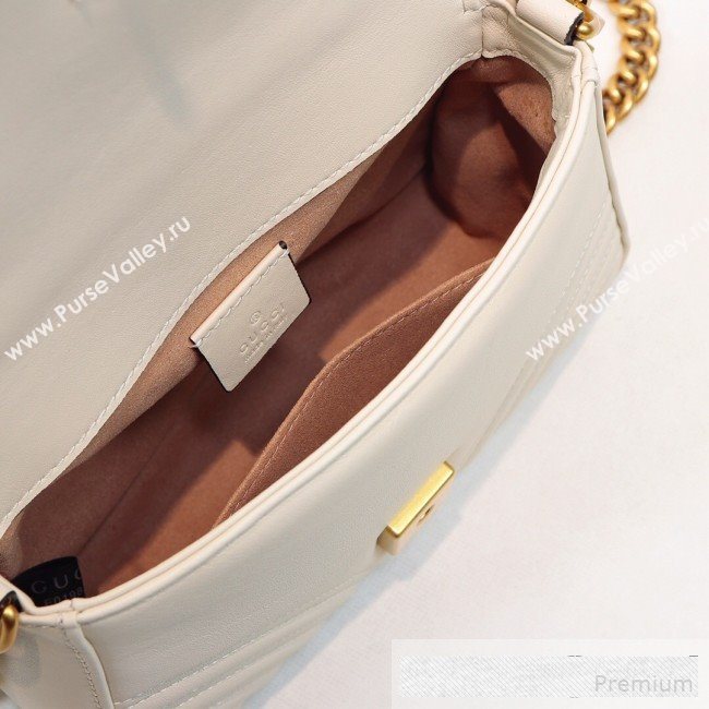 Gucci GG Marmont Leather Mini Top Handle Bag 547260 White 2019 (MINGH-9061102)
