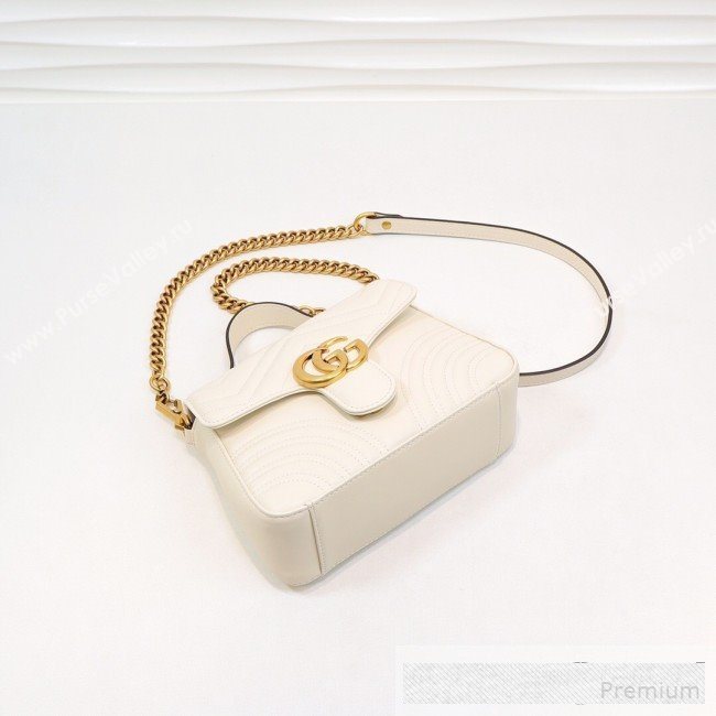 Gucci GG Marmont Leather Mini Top Handle Bag 547260 White 2019 (MINGH-9061102)