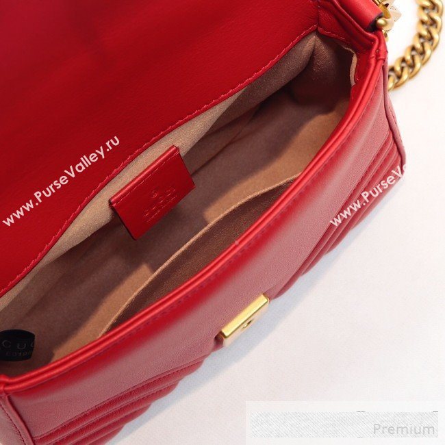 Gucci GG Marmont Leather Mini Top Handle Bag 547260 Red 2019 (MINGH-9061101)
