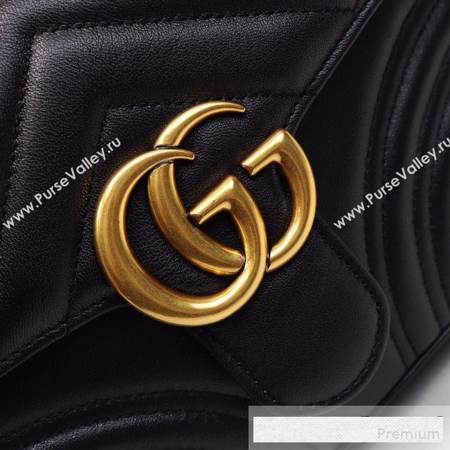 Gucci GG Marmont Leather Mini Top Handle Bag 547260 Black 2019 (MINGH-9061103)