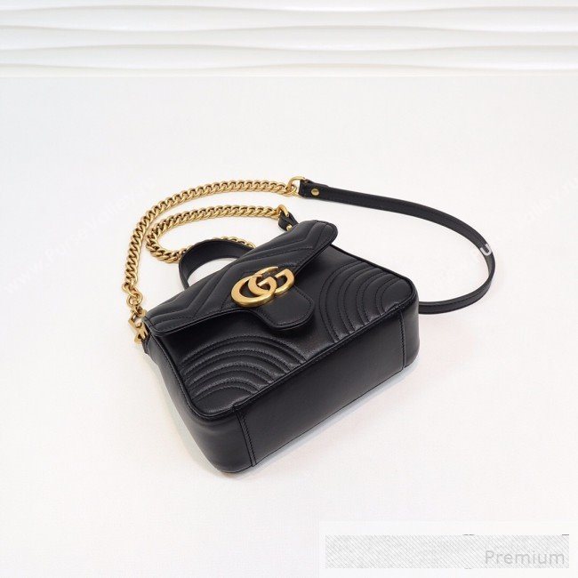 Gucci GG Marmont Leather Mini Top Handle Bag 547260 Black 2019 (MINGH-9061103)