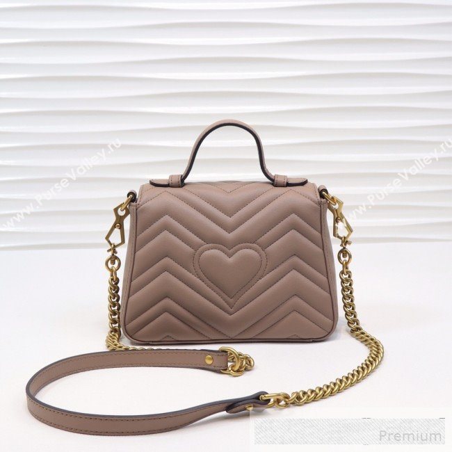 Gucci GG Marmont Leather Mini Top Handle Bag 547260 Dusty Pink 2019 (MINGH-9061104)