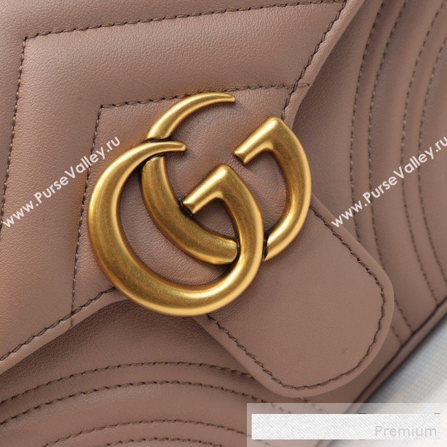 Gucci GG Marmont Leather Mini Top Handle Bag 547260 Dusty Pink 2019 (MINGH-9061104)
