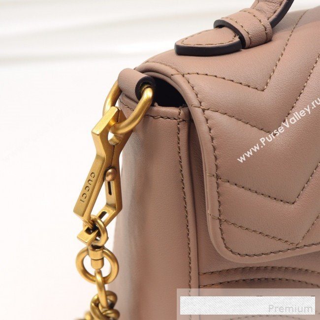 Gucci GG Marmont Leather Mini Top Handle Bag 547260 Dusty Pink 2019 (MINGH-9061104)