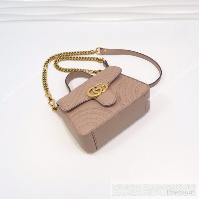 Gucci GG Marmont Leather Mini Top Handle Bag 547260 Dusty Pink 2019 (MINGH-9061104)