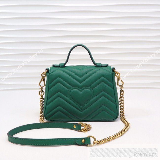 Gucci GG Marmont Leather Mini Top Handle Bag 547260 Green 2019 (MINGH-9061105)